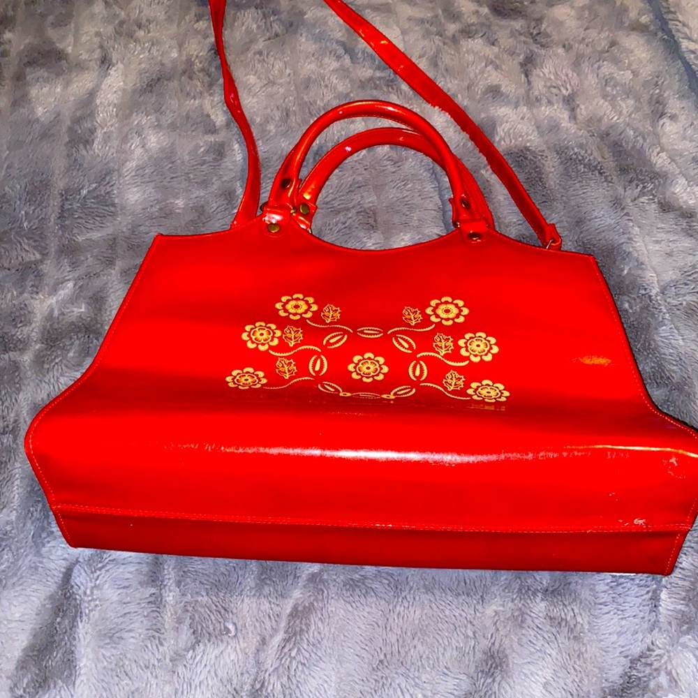 Vintage red with gold flower purse